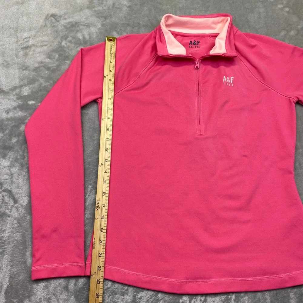 Abercrombie Fitch Active Pink Quarter Zip Pullover L/S Athletic‎ Junioer Sz L